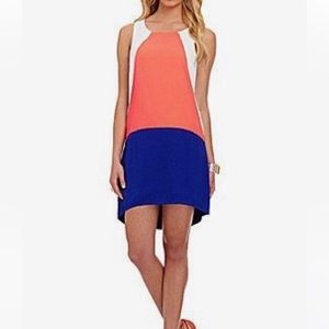 Skies are Blue ||  High Low Color Block MIDI Dress